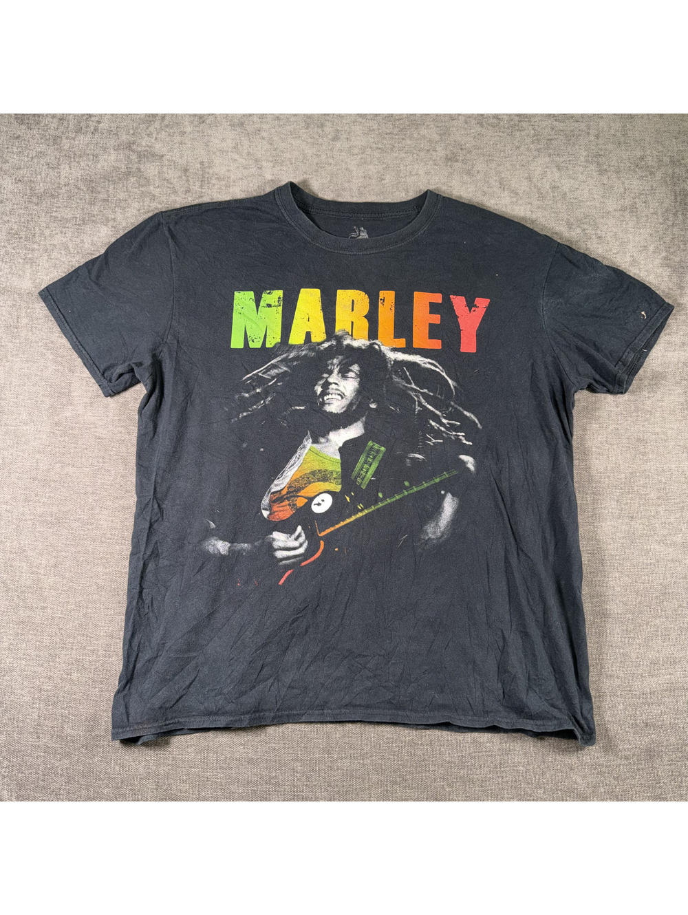 Zion Rootswear Bob Marley Graphic T-Shirt XL Black Cotton